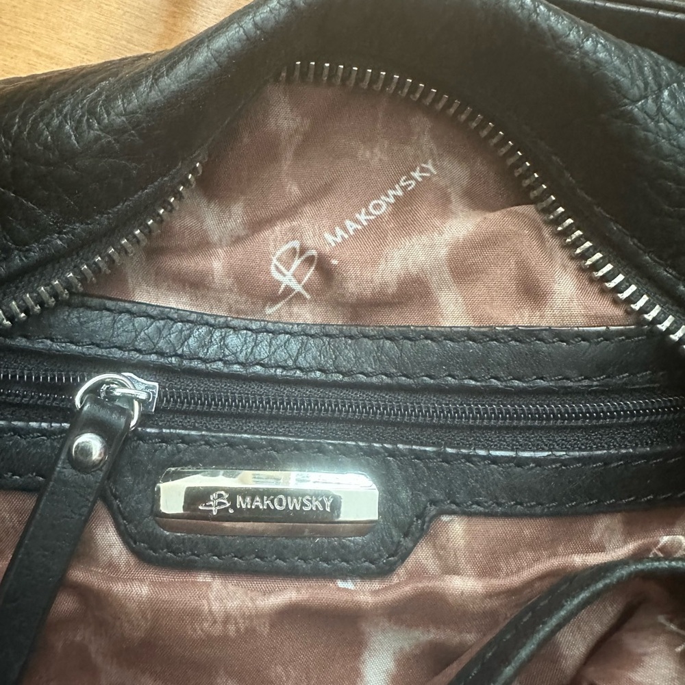 B. Makowsky Black Leather Handbag